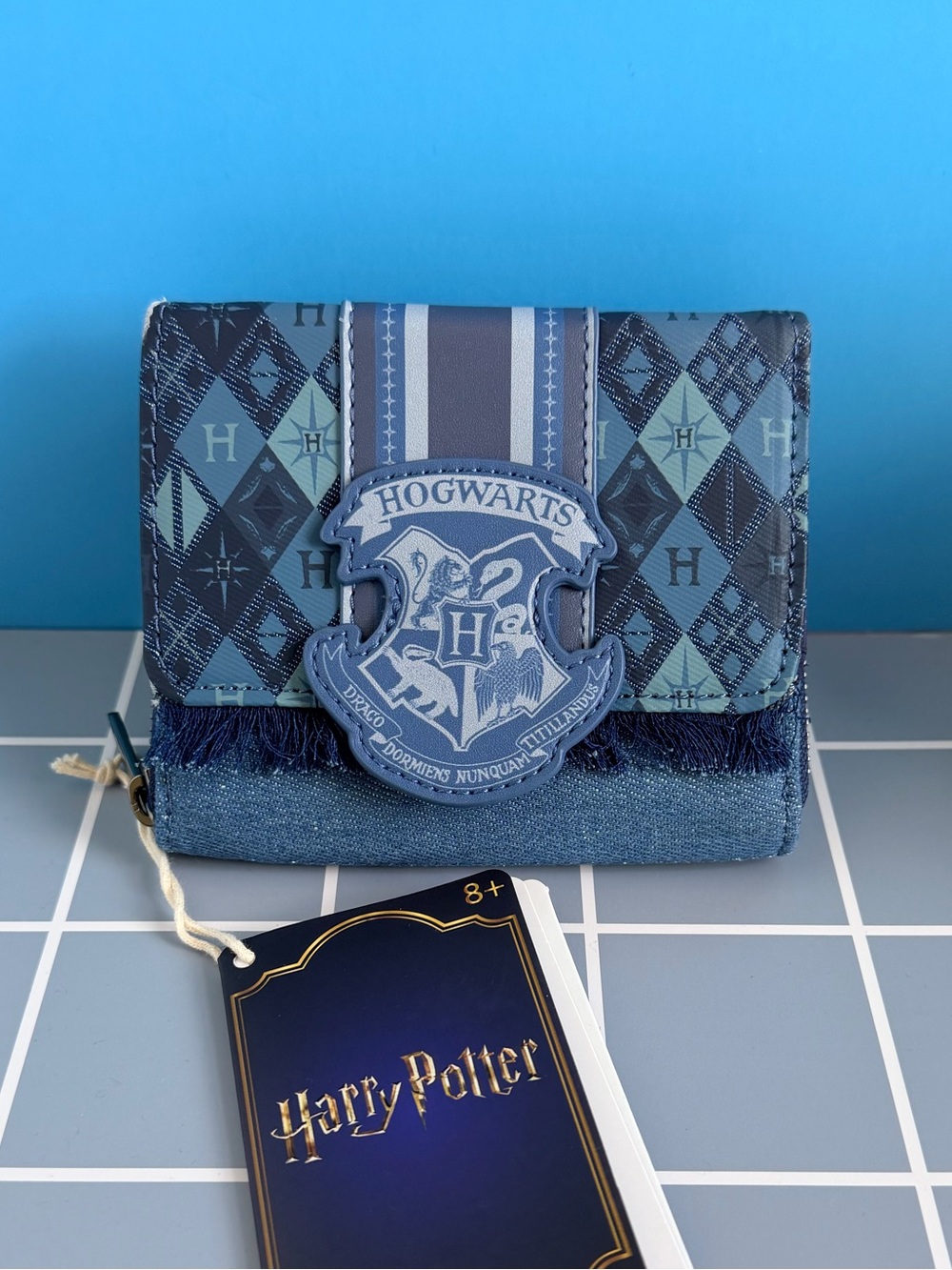 LoungeFly Harry Potter Hogwarts Denim Tri-fold Wallet